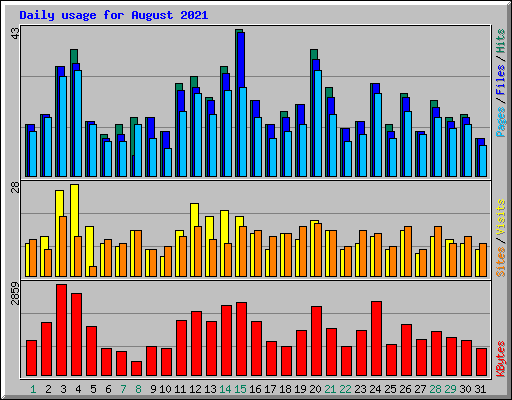 Daily usage for August 2021