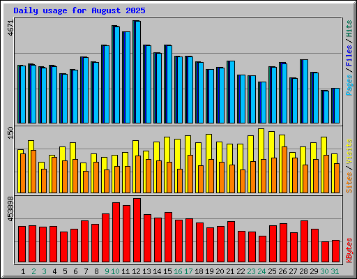 Daily usage for August 2025